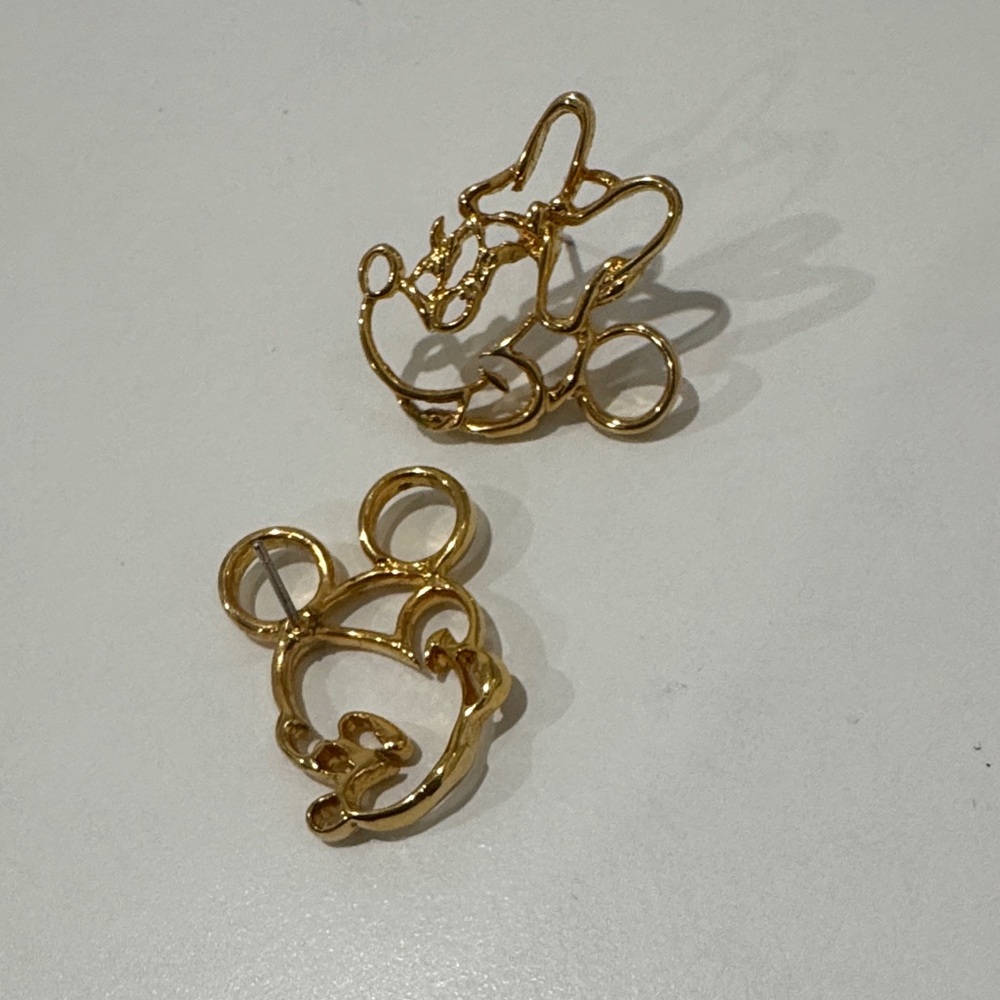 Gold mickey & Minnie Disney Earrings GOLD PLATED - Picture 5 of 5